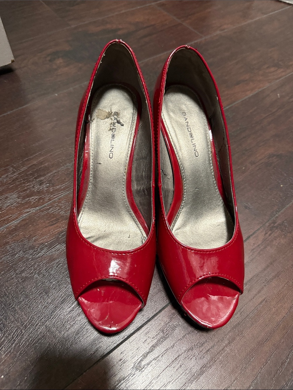 Bandolino Glossy Red Peep-Toe Pumps